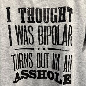 Adult humor Gray Graphic T-Shirt with Bold Funny EUC